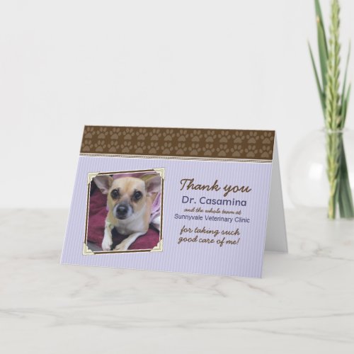 Paws Thank You Card for the Vet purplebrown