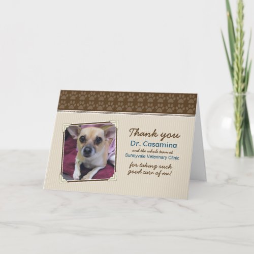 Paws Thank You Card for the Vet taupebrown