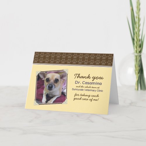 Paws Thank You Card for the Vet yellowbrown