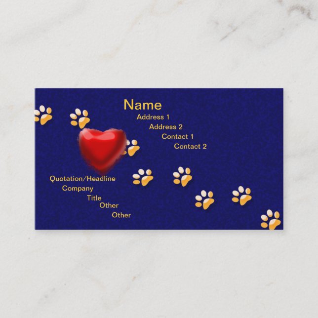 PAWS THROUGH MY HEART BUSINESS CARD (Front)