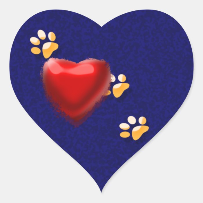 PAWS THROUGH MY HEART HEART STICKERS