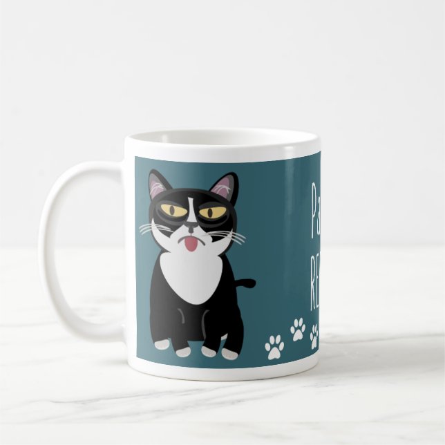 Paws to Refresh Cartoon Cat Slogan Design Coffee Mug (Left)