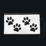 Paws Wristlet Purse<br><div class="desc">Paws, a cute design featuring black pet paw prints. Design made with Photoshop by artist "Luna" Siffert. Customizable product. You can add text and images, change the background, change styles and sizes (depending on the product type), etc. This design is also available on other products.</div>