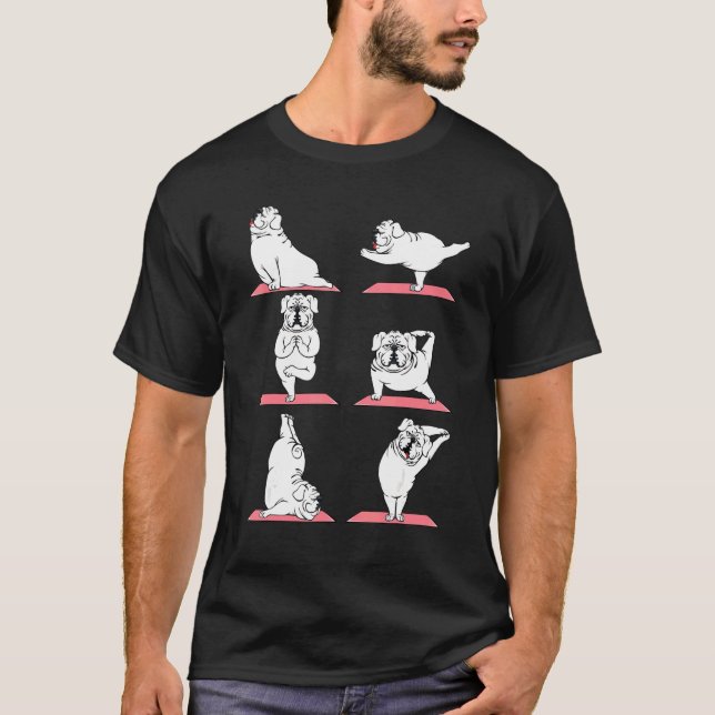 Paws Yoga Bulldog Puppy Doggie  Pose Animal Fan T-Shirt (Front)