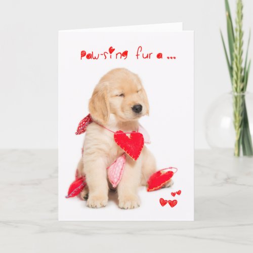 Pawsing fur a Kiss Puppy Valentine Holiday Card