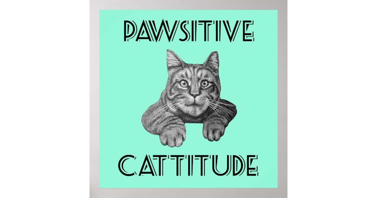 Pawsitive Cattitude Cat Poster | Zazzle.com