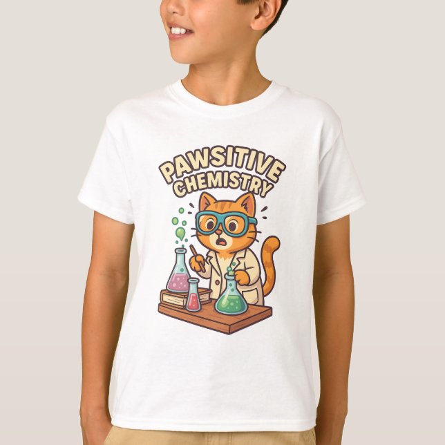 Pawsitive Chemistry – Cat Scientist T-Shirt (Front)