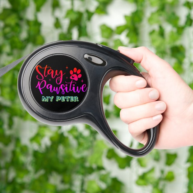 Pawsitive dog sayings for any mood! retractable pet leash  (Hand)