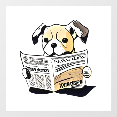 Pawsitive News Dog Reading Newspaper T_Shirt Floor Decals