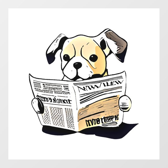 Pawsitive News Dog Reading Newspaper T-Shirt Floor Decals (Front)