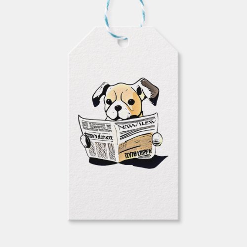 Pawsitive News Dog Reading Newspaper T_Shirt Gift Tags