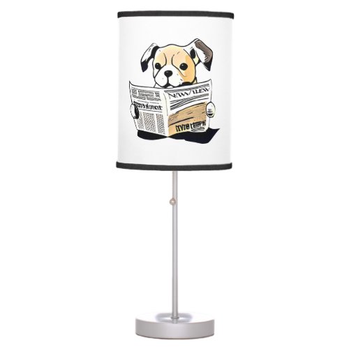 Pawsitive News Dog Reading Newspaper T_Shirt Table Lamp