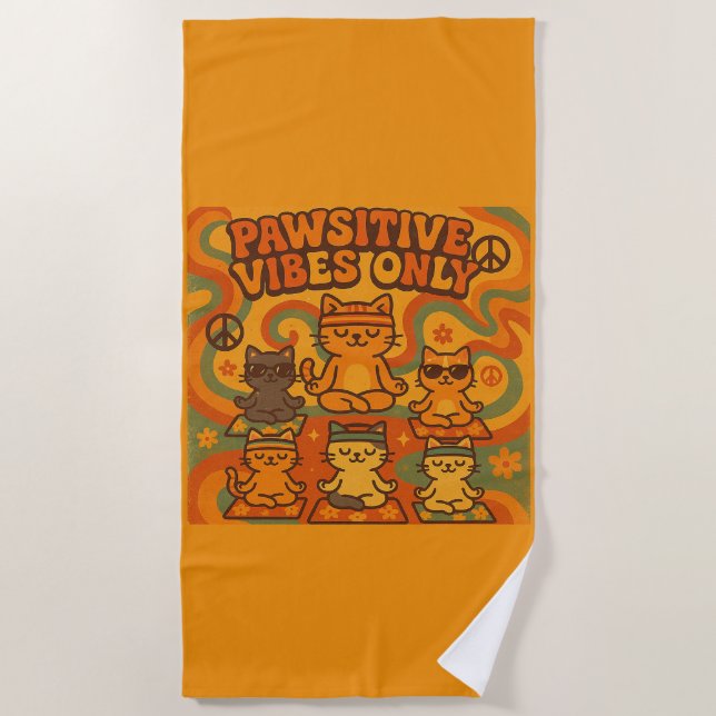 Pawsitive Vibes Only Beach Towel (Front)