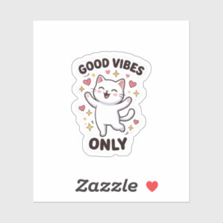 Pawsitive Vibes Only – Cute Cat Lover Sticker