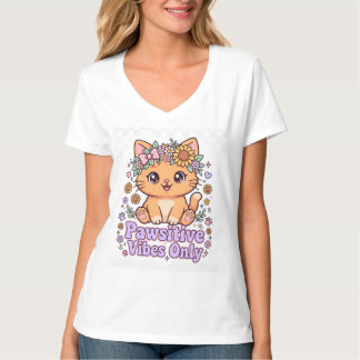 Pawsitive Vibes Only - Cute Sunflower Cat Mom Shir T-Shirt