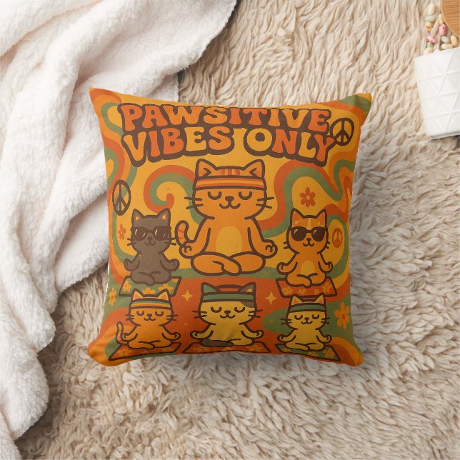 Pawsitive Vibes Only Throw Pillow (Blanket)