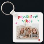 Pawsitive Vibes Pet Lover Photo Keychain<br><div class="desc">Keep your keys safe and spectacular with a personalized keychain. Designed by Berry Berry Sweet,  Modern Stationery and Personalized Gifts. Visit our website at www.berryberrysweet.com to see our full product lines.</div>