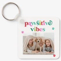 Pawsitive Vibes Pet Lover Photo Keychain