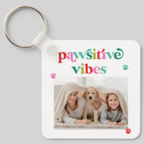 Pawsitive Vibes Pet Lover Photo Keychain
