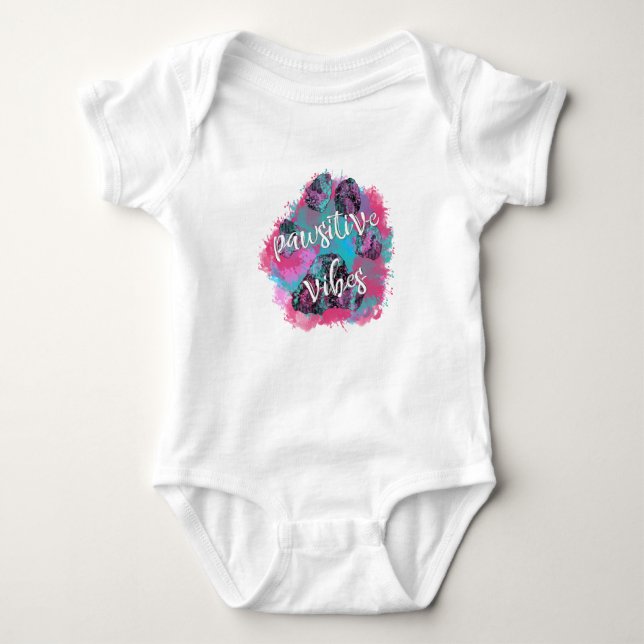 Pawsitive Vibes Splatter  Baby Bodysuit (Front)