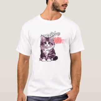 "Pawsitive Vibes" T-Shirt with Cat – Funny Unisex