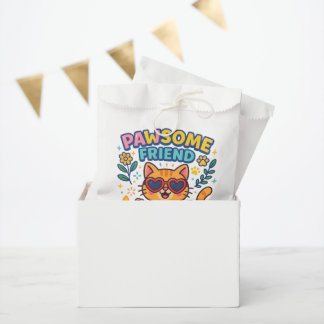 Pawsitive Vibes with Pawsome friend Cute Cat Lover Favor Bag