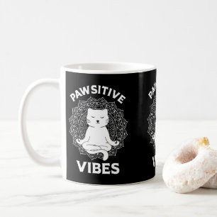 Pawsitive Vibes Zen Kitty Cat Owners Cat Mom & Dad Coffee Mug