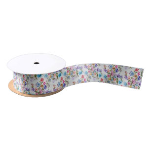 PAWSITIVE WHIMSICAL FLOWER PATTERN SATIN RIBBON