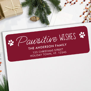 Pawsitive Wishes Christmas Pet Dog Return Address Label