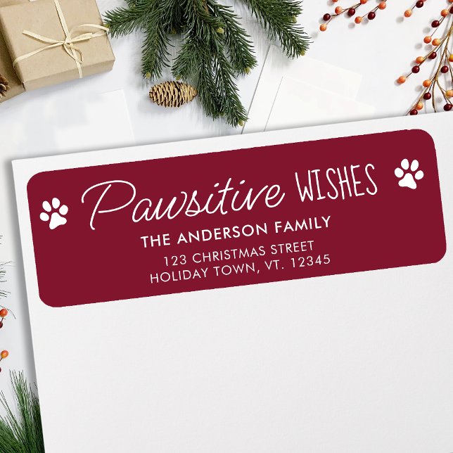 Pawsitive Wishes Christmas Pet Dog Return Address Label (Creator Uploaded)