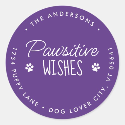 Pawsitive Wishes Christmas Pets Dog Return Address Classic Round Sticker