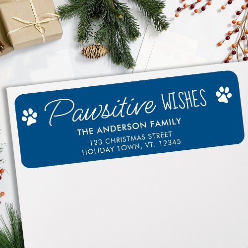 Pawsitive Wishes Pet Paw Prints Return Address Label