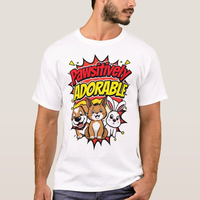 "Pawsitively Adorable: Comic-Style Pets,  T-Shirt (Front)
