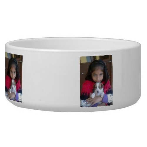 Pawsitively Adorable Girl and Pet Cute Pet Bowl Bowl