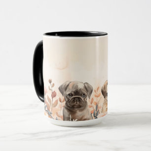 Pawsitively Adorable three Watercolor Pugs Mug
