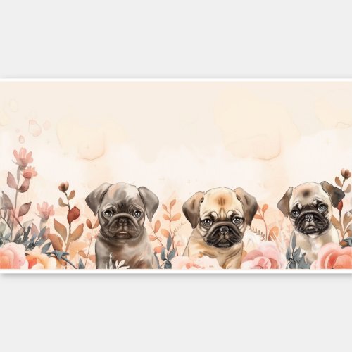 Pawsitively Adorable three Watercolor Pugs Sticker