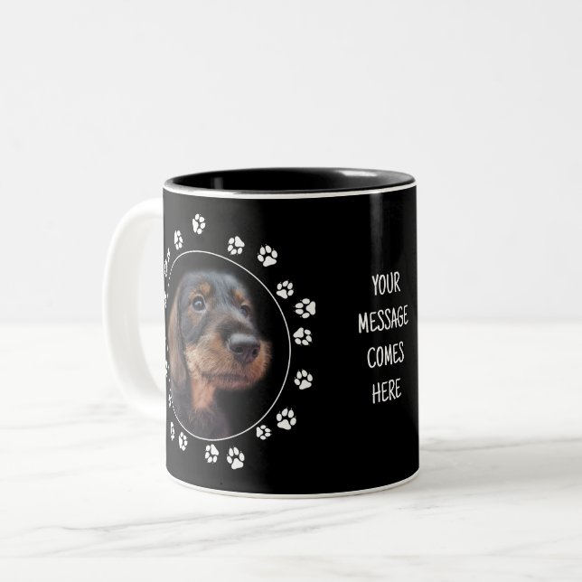 Pawsitively Adorable Wirehair Dachshund Two-Tone Coffee Mug (Front Left)