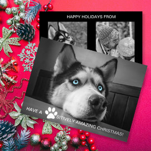 Pawsitively Amazing Christmas Custom Dog Photo Foil Holiday Card