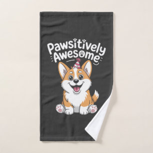 Pawsitively Awesome Corgi Birthday Dog Shirt Hand Towel