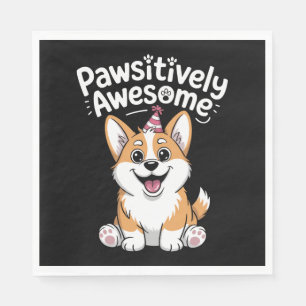 Pawsitively Awesome Corgi Birthday Dog Shirt Napkins