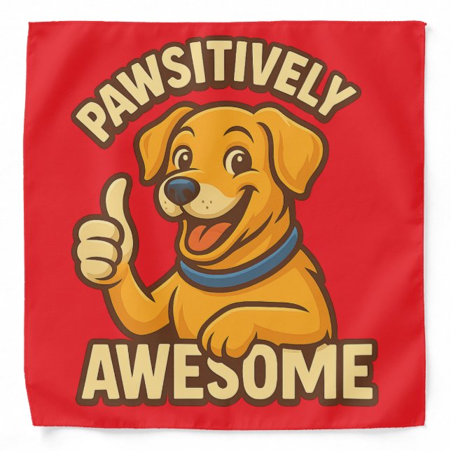Pawsitively Awesome Dog Lover T-Shirt – Cute Puppy Bandana (Front)