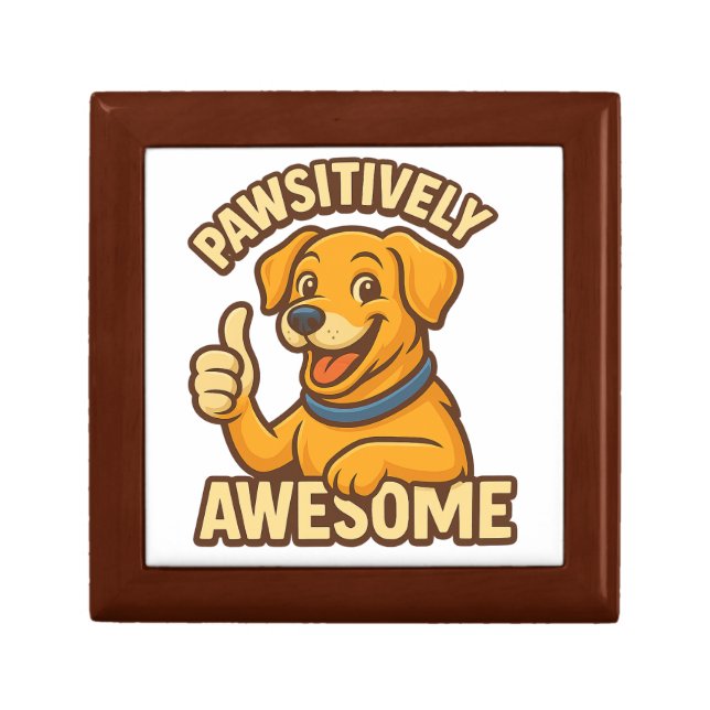 Pawsitively Awesome Dog Lover T-Shirt – Cute Puppy Gift Box (Front)