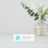 Pawsitively Blue  Watercolor Heart Pets  Paw Print Mini Business Card (Standing Front)