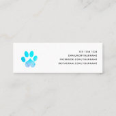 Pawsitively Blue  Watercolor Heart Pets  Paw Print Mini Business Card (Back)