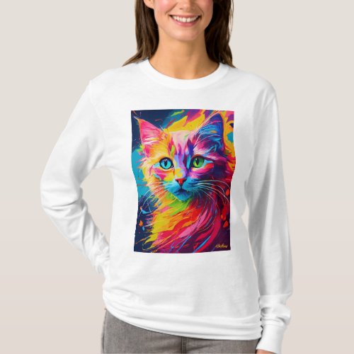 Pawsitively Cool Cat Dad Vibes Tee T_Shirt