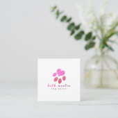 Pawsitively Cute Pink Watercolor Animal PETS Paw Square Business Card (Standing Front)