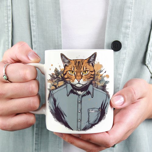 Pawsitively dapper in his shirt and tie Cat Coffee Mug