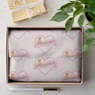 Pawsitively Delicious Gray Soft Cream Pink Heart Tissue Paper