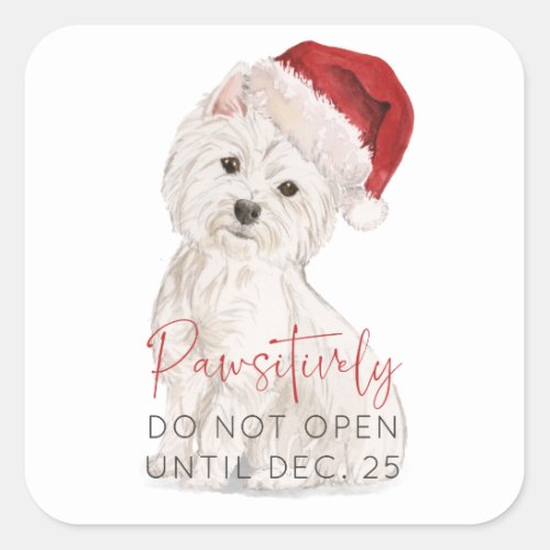 PAWSITIVELY Do Not Open Santa Dog Christmas Gift Square Sticker