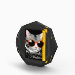 Pawsitively Fabulous Cat Acrylic Award<br><div class="desc">This playful image features a stylish cat wearing orange-framed glasses, divided into a striking black and yellow background. The bold text "Pawsitively Fabulous" adds a touch of fun, making this piece perfect for greeting cards, posters, or quirky decor. The cat's ears poke out from the top, adding a touch of...</div>